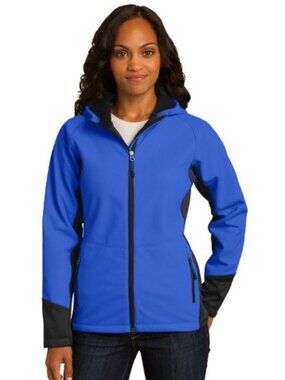 Port Authority Ladies Vertical Hooded Soft Shell Jacket. L319 - Snorkel Blue/Blk